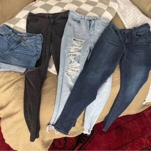 Abercrombie & Fitch Women’s Jeans Bundle - Light Blue, Dark Blue & Black